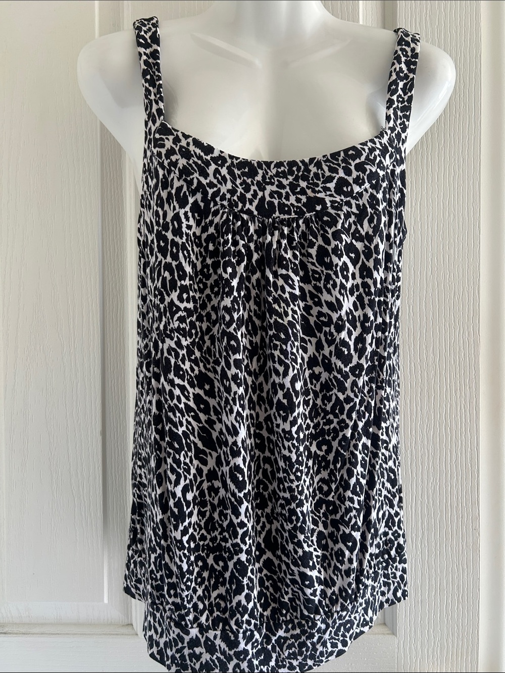 Michael Kors Black and White Leopard Camisole Tank
